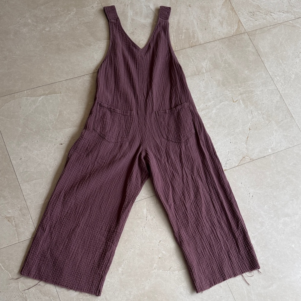 Women's Mauve Gauze Wide-Leg Jumpsuit -small